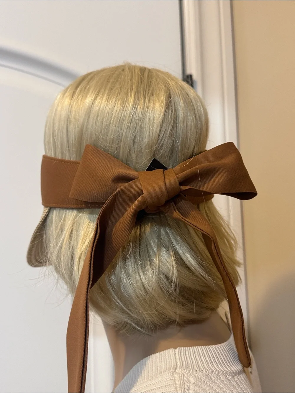 NEW✨NEW✨Tan-Brown Woven Straw Visor with Brown Tie Back- One Size 50+UPF